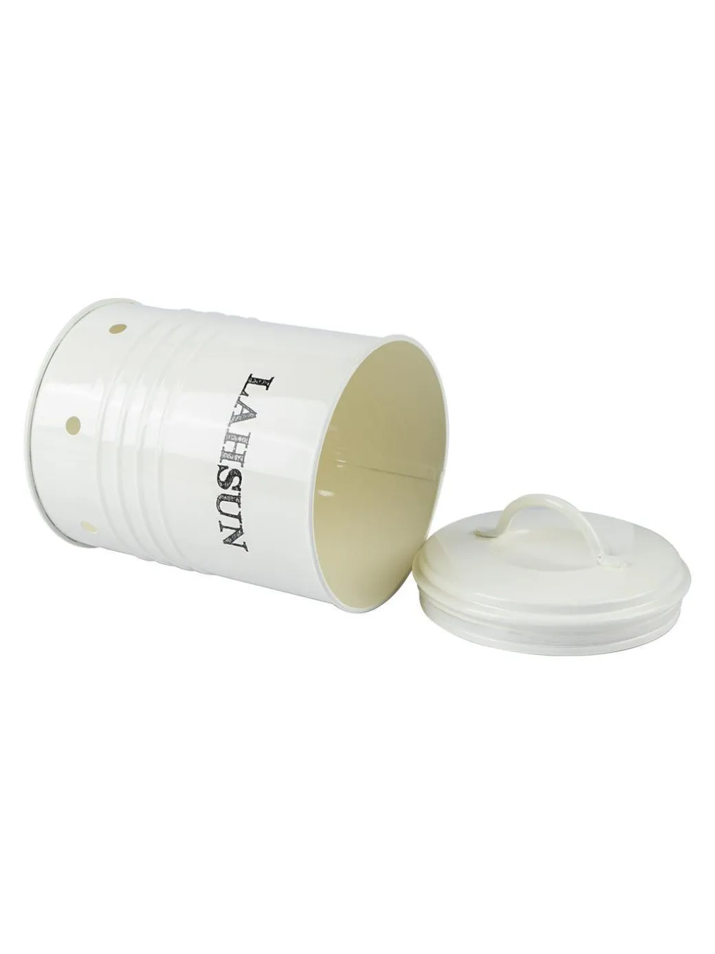 Mild Steel White Cylindrical Lahsun Jar