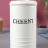 Mild Steel White Cylindrical Cheeni Jar (1200ML)