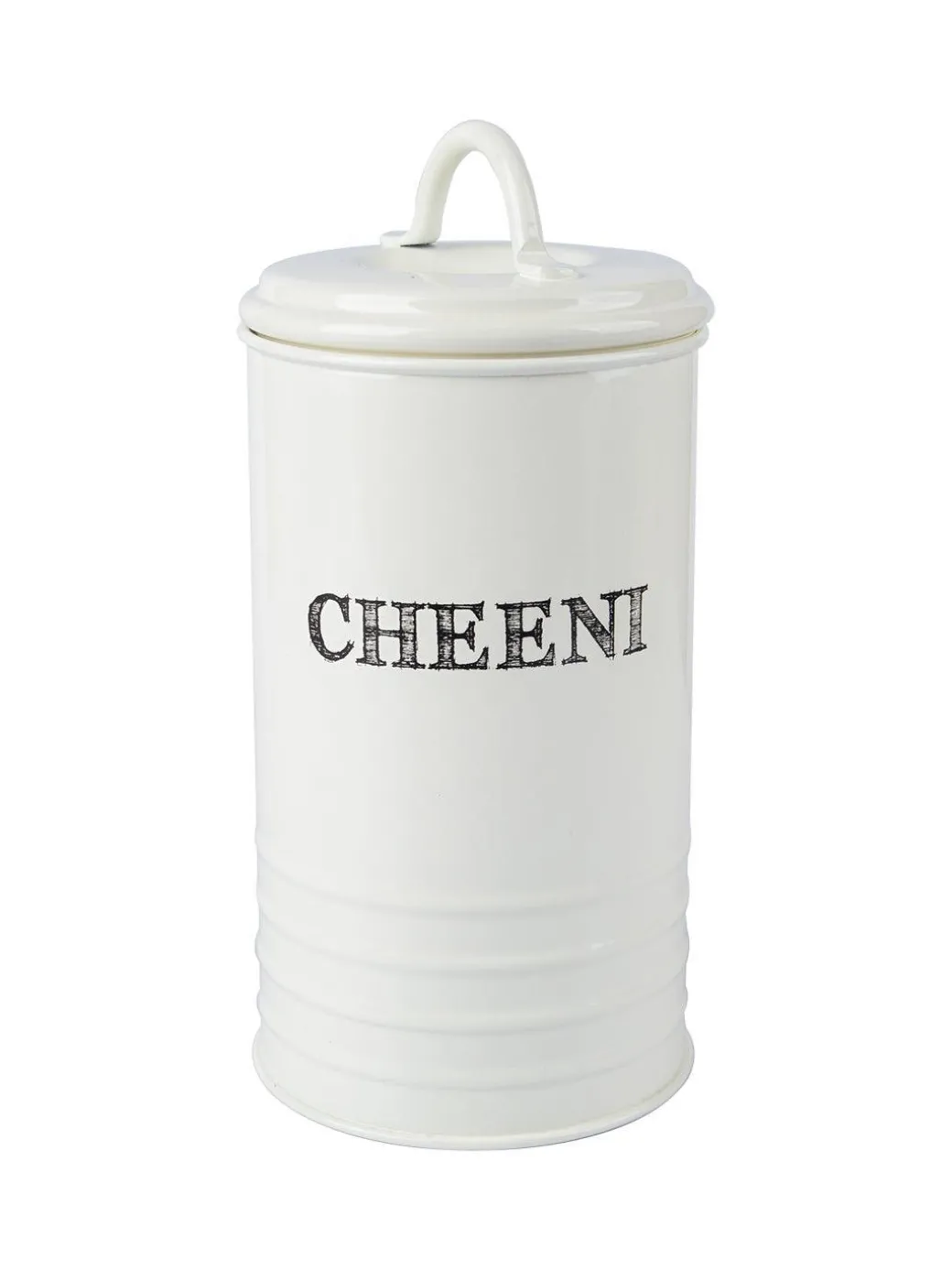 Mild Steel White Cylindrical Cheeni Jar (1200ML)