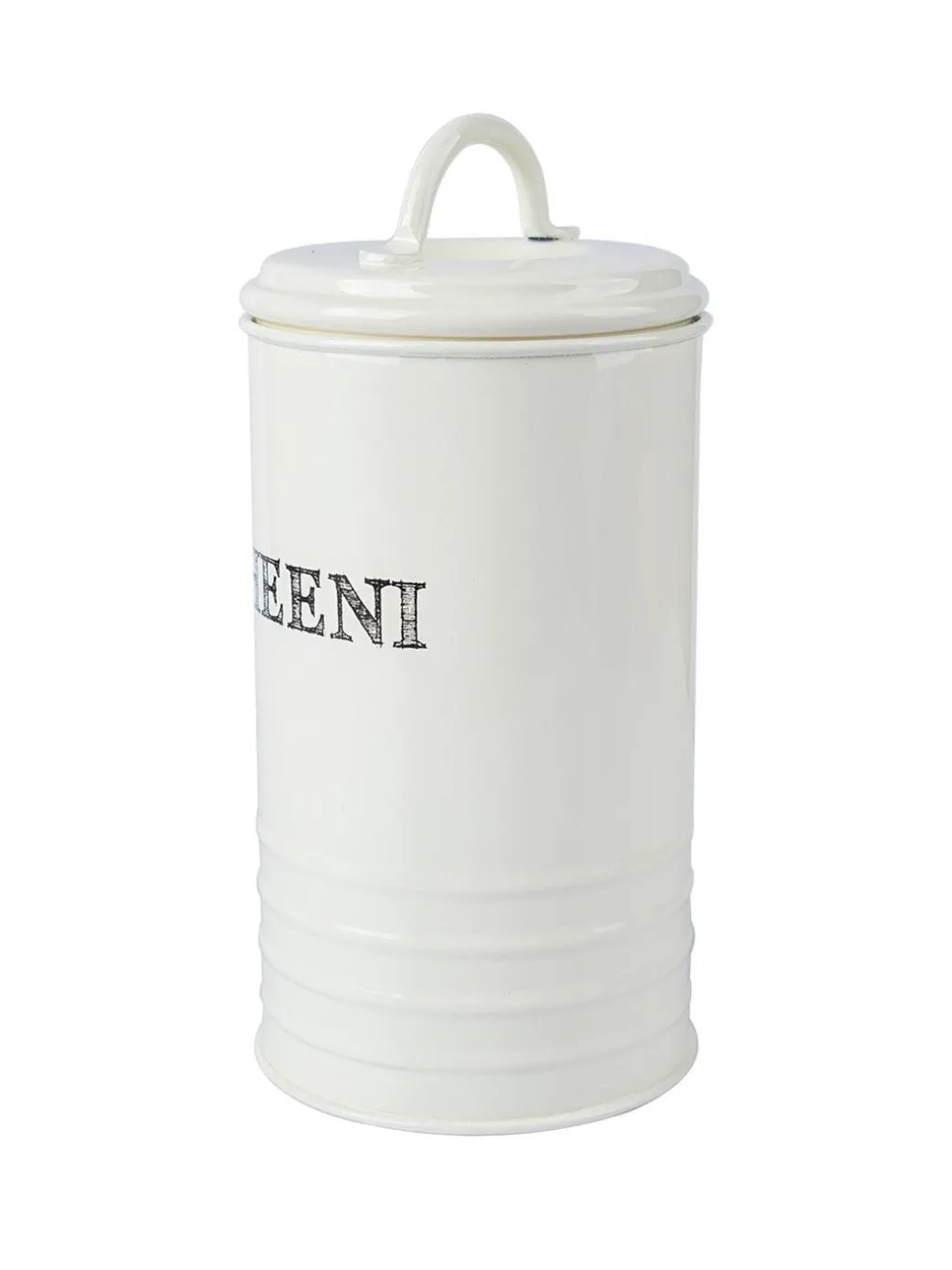 Mild Steel White Cylindrical Cheeni Jar (1200ML)