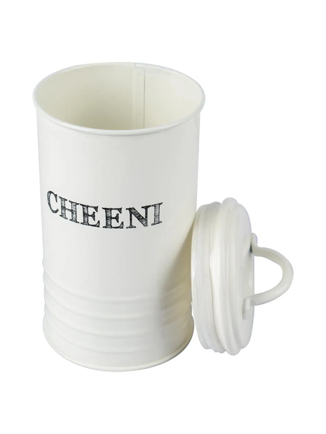 Mild Steel White Cylindrical Cheeni Jar (1200ML)