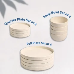 Minto Cream Sparkle Melamine Dinner Set – 12 Pcs
