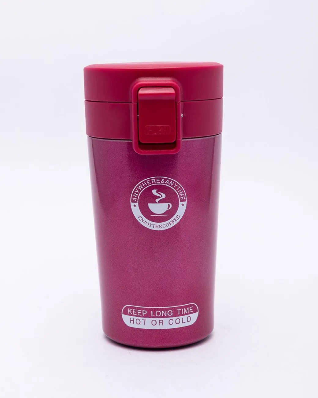 Mug, with Sipper Lid, Tea & Coffee Mug, Red, Stainless Steel, 330 mL