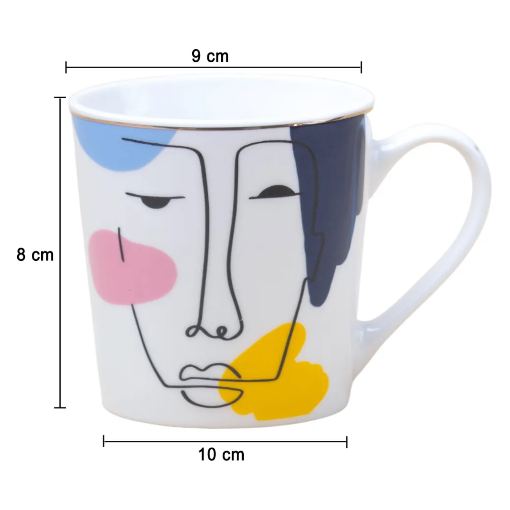 Multicolor Ceramic Coffee Mug 450 Ml - Face Sketch, Cups & Mugs