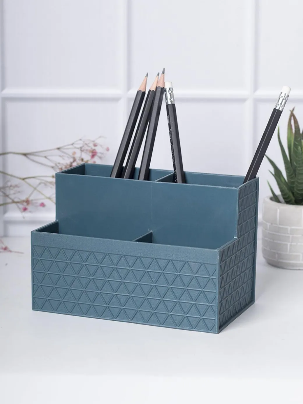 Multi-Purpose Desk Organizer with 4 Compartments - Dark Cyan