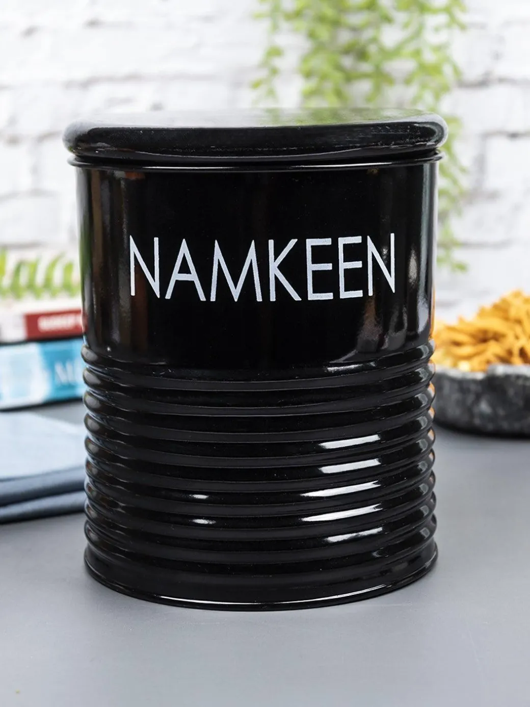 Namkeen Jar With Lid - (Black, 1700mL)