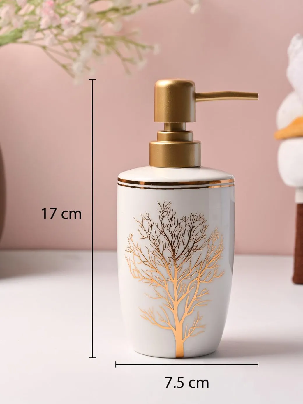Nature Inspired White Ceramic Soap Dispenser