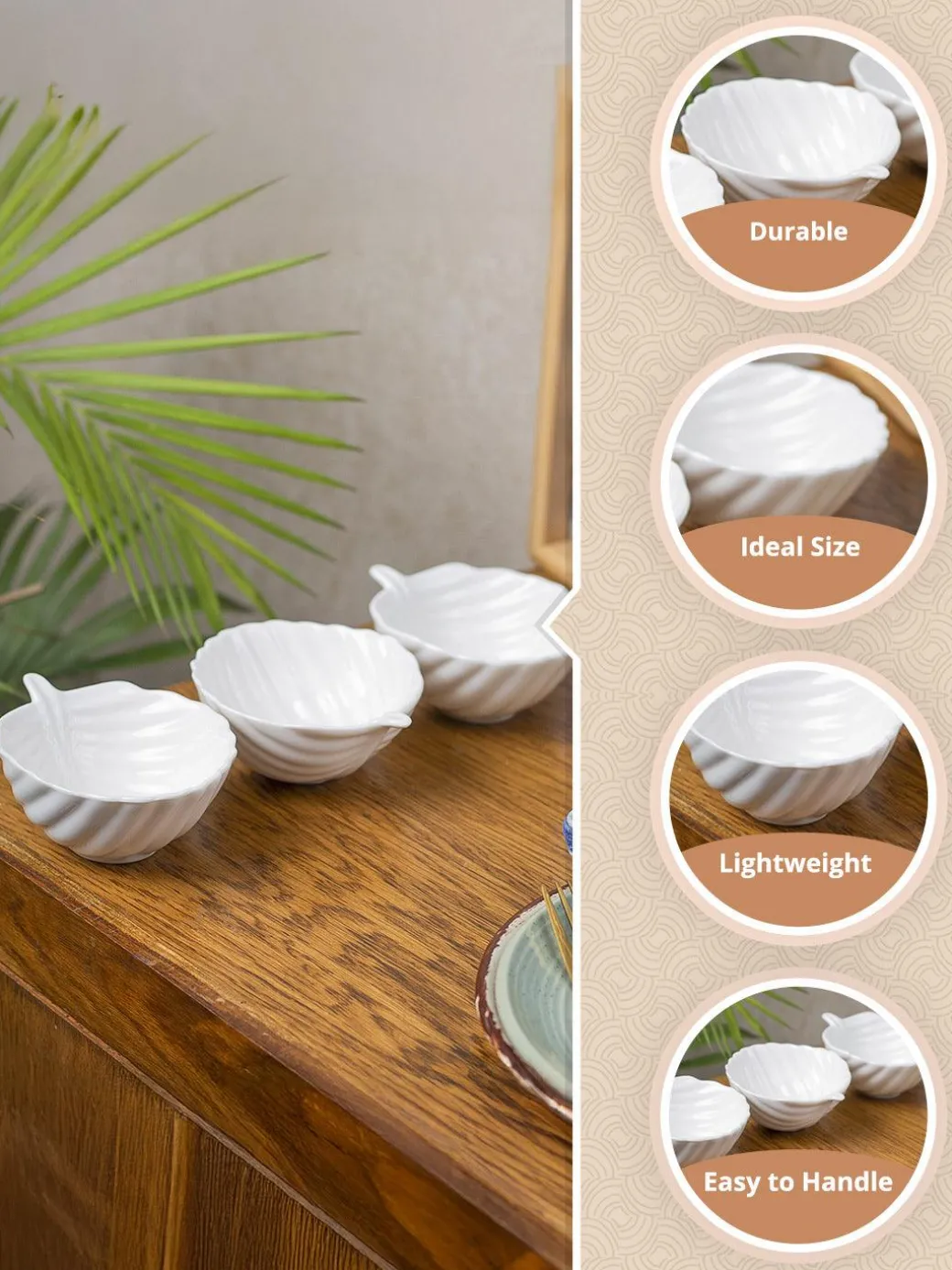 Off White Ceramic Dish - Pack Of 3, Plain