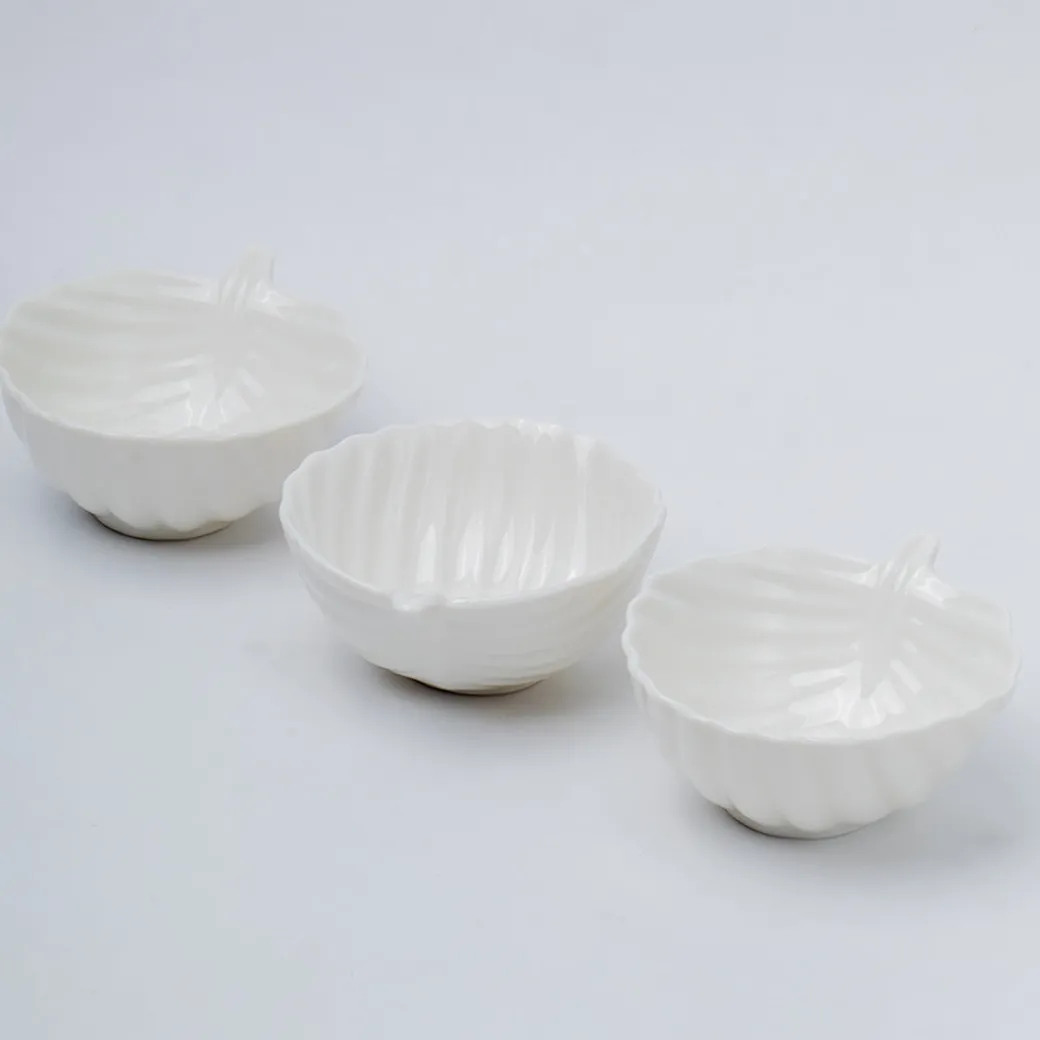 Off White Ceramic Dish - Pack Of 3, Plain