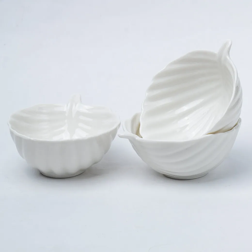 Off White Ceramic Dish - Pack Of 3, Plain