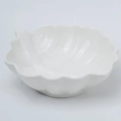 Off White Ceramic Dish - Pack Of 2, Leaf Shape