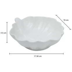 Off White Ceramic Dish - Pack Of 2, Leaf Shape