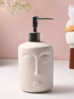 Off-White Matte Face Soap Dispenser - Cylindrical Shape