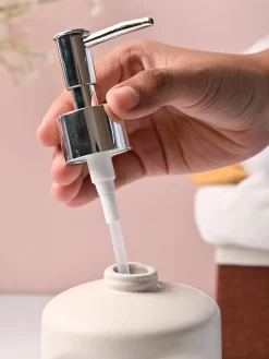 Off-White Matte Face Soap Dispenser - Cylindrical Shape