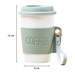 Olive Ceramic Sipper - Leather Grip, 350 Ml