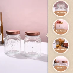 Pack Of 2 Glass Jar Set, 900mL Each