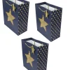 Paper, Gift Bag Pack Of 3, Printed Star, Glitter : Finish, Multicolor