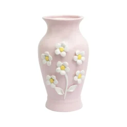 Pear Shape Pink Ceramic Vase with Lily Flowers