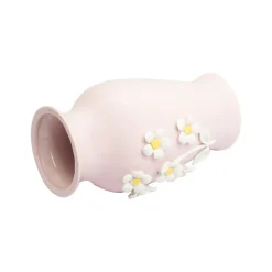 Pear Shape Pink Ceramic Vase with Lily Flowers