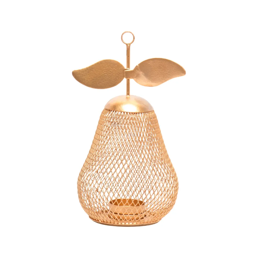 Pear T- Lite Holder - Golden & Metal