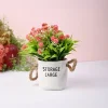Pink & Green Artificial Flower with Pot - Cylindrical Shape