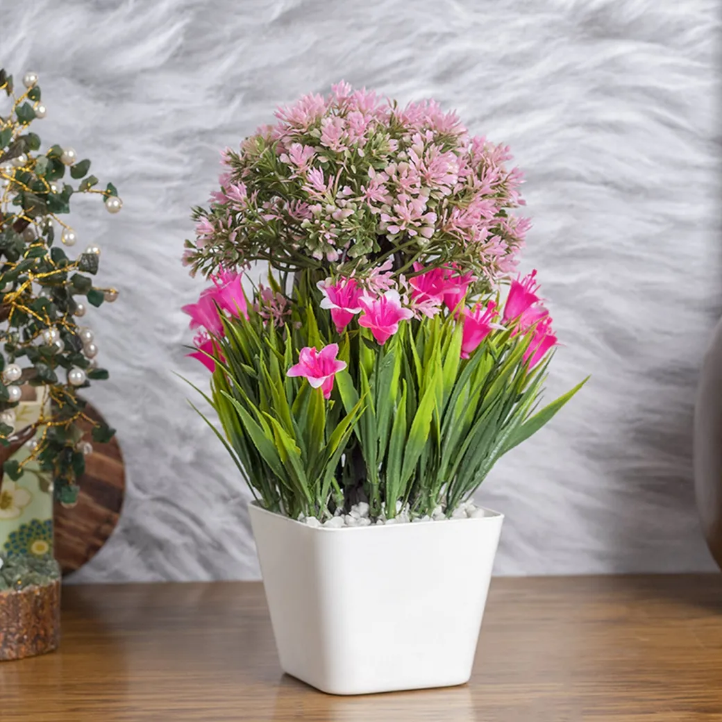 Pink Artificial Flower Pot For Home Decor