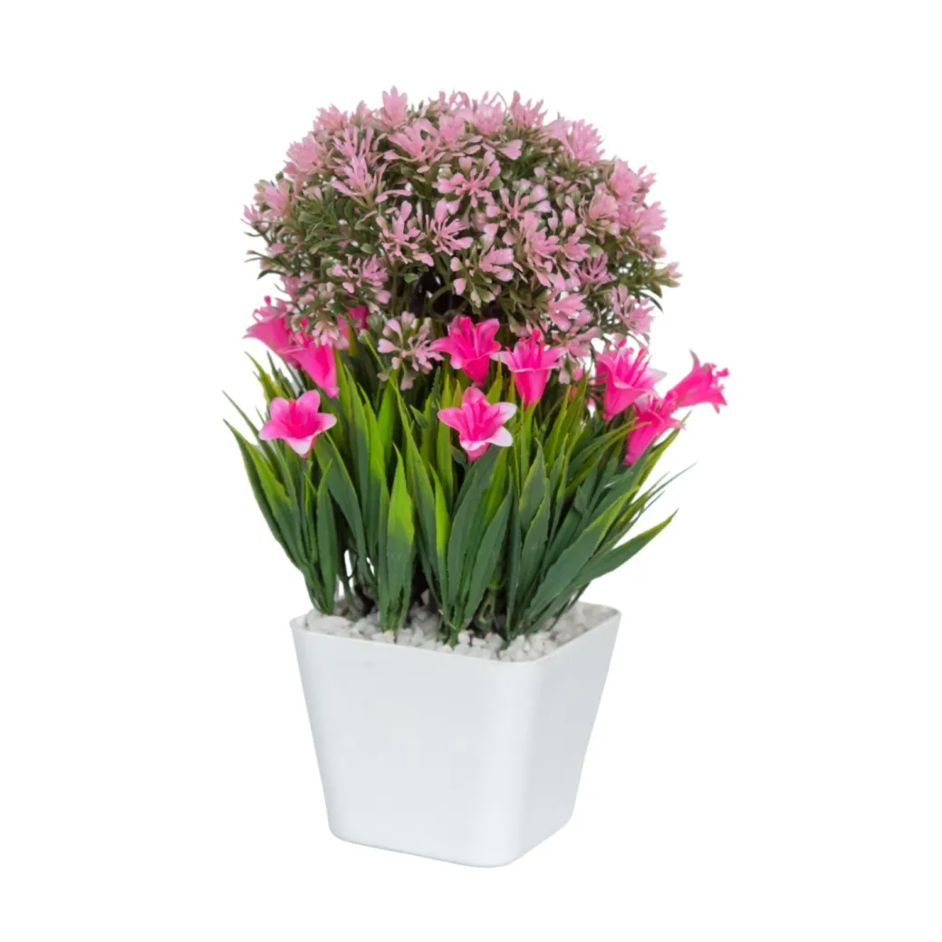 Pink Artificial Flower Pot For Home Decor