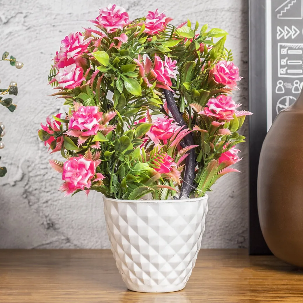 Pink Artificial Flower Vase Home Decor