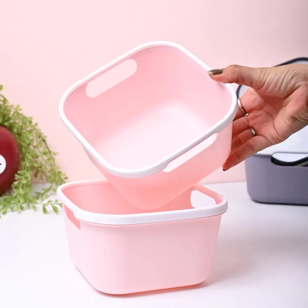 Pink Square Baskets (Set of 2)