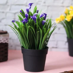 Purple Artificial Flower With Pot