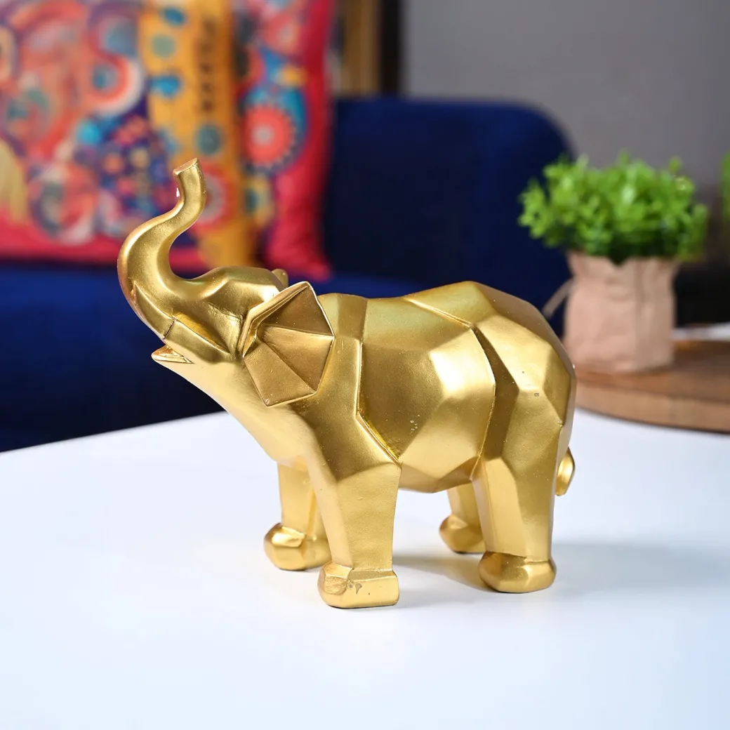 Radiant Elephant Decor Object - Golden Gleam