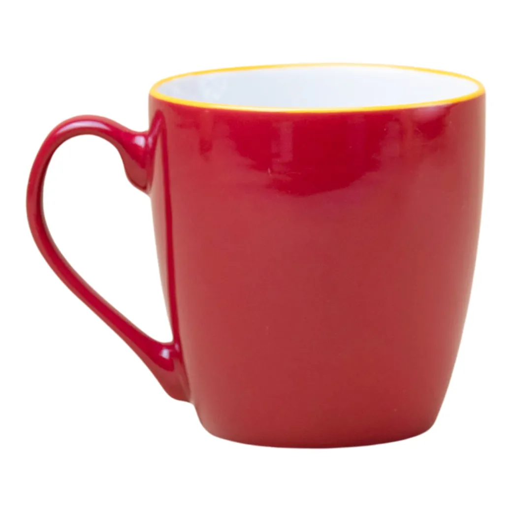 Red Ceramic Coffee Mug - 400mL "Oremium Coffee For A Beautiful Morning"