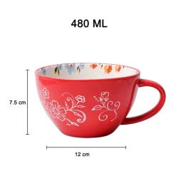 Red Floral 480ml Cup