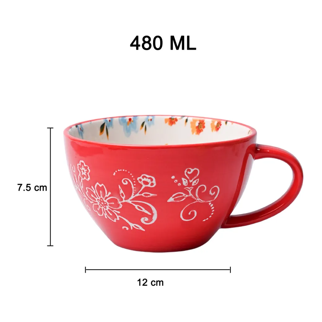 Red Floral 480ml Cup