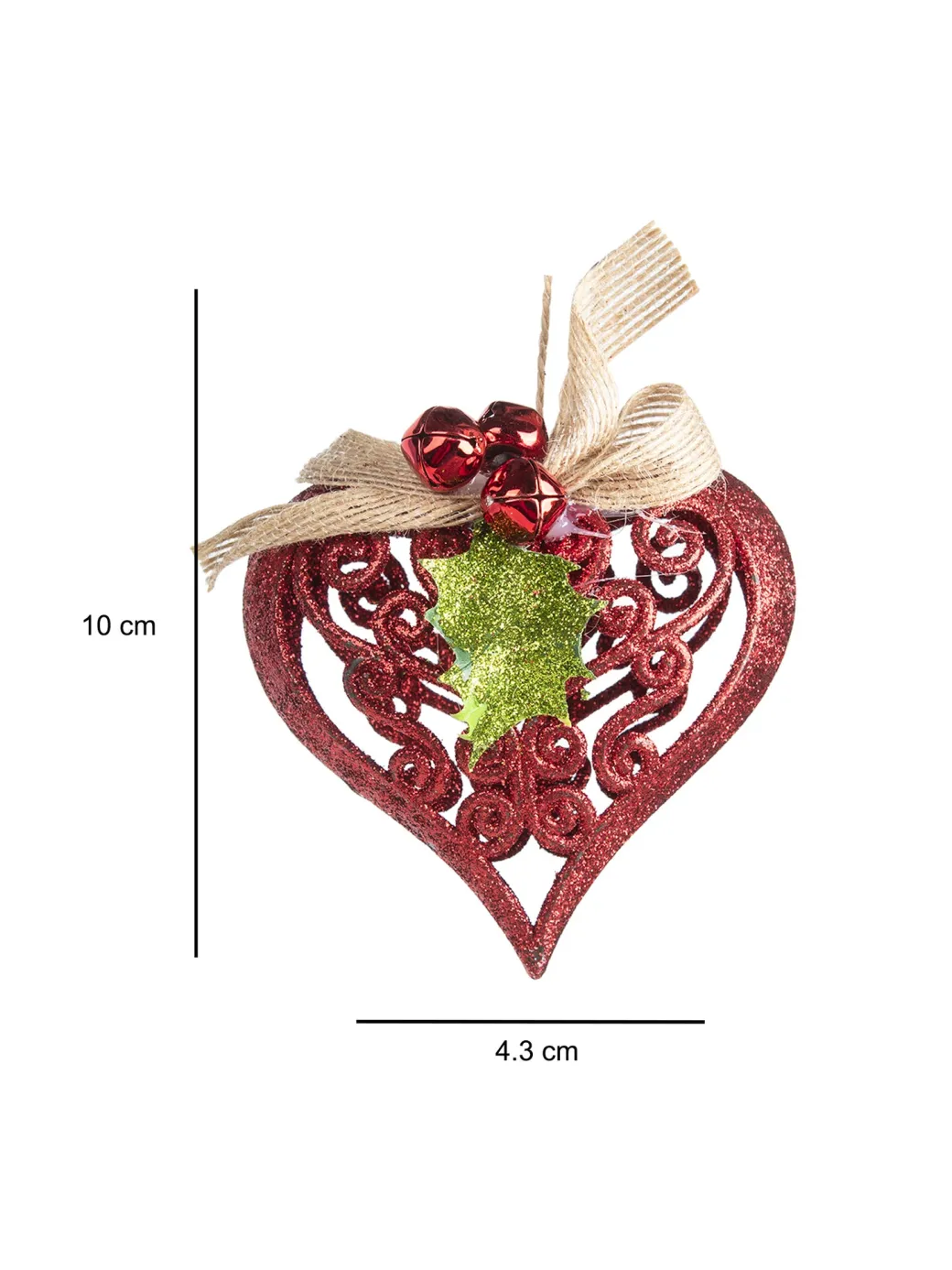 Red Heart - Christmas Hanging Ornaments- Heart Set Of 2 Pcs