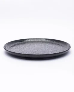 Round Quarter Plates, Half Plates, Dinner Set, Hammered Melamine, Black, Pack of 6