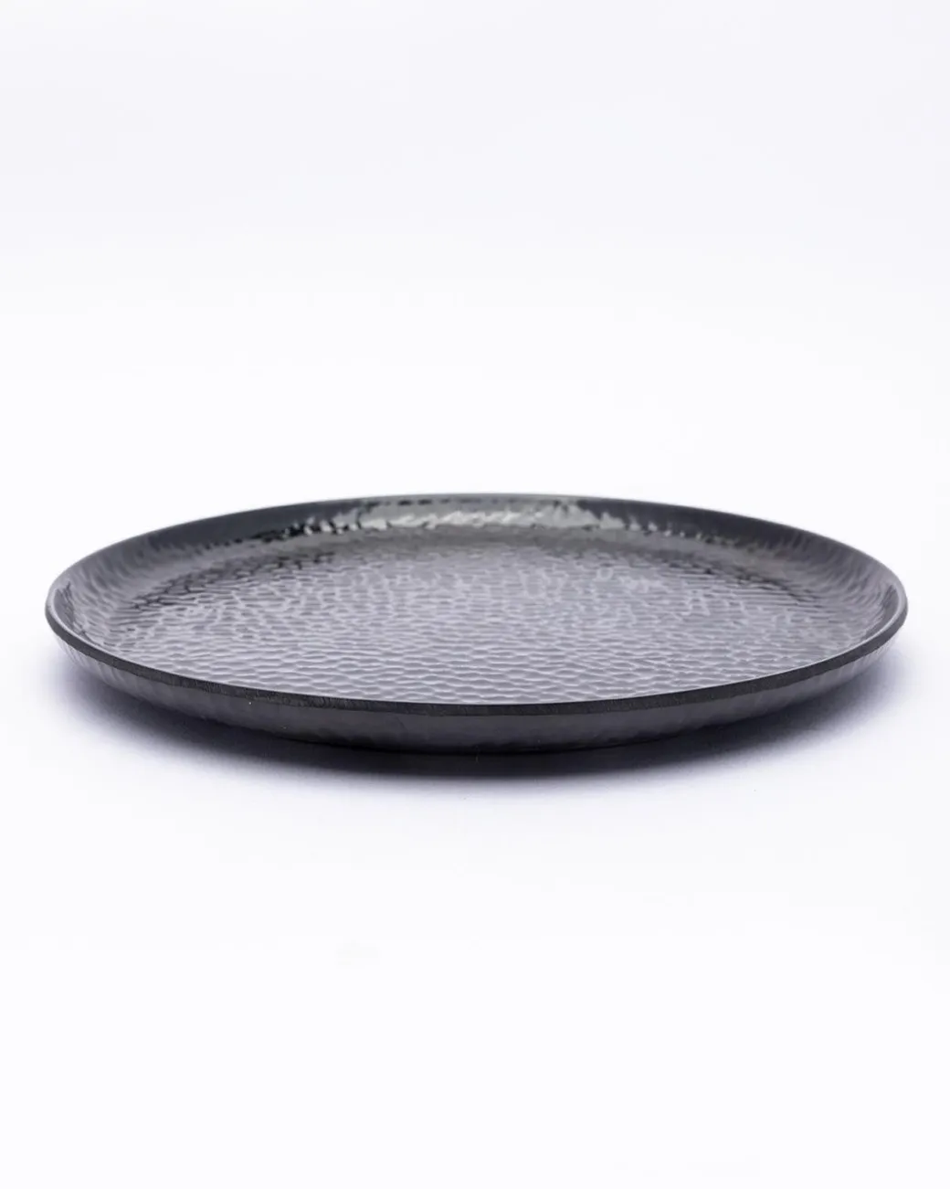 Round Quarter Plates, Half Plates, Dinner Set, Hammered Melamine, Black, Pack of 6