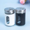 Salt & Pepper Shaker, Black & White, Stainless Steel & Glass, Set of 2
