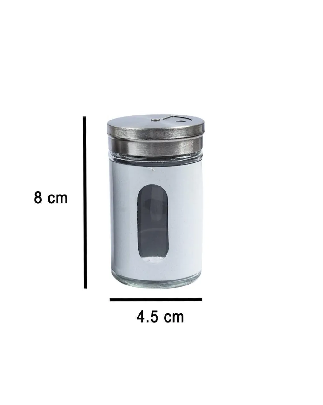 Salt & Pepper Shaker, Black & White, Stainless Steel & Glass, Set of 2