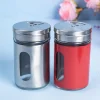 Salt & Pepper Shaker, Red & Silver, Stainless Steel, Set of 2