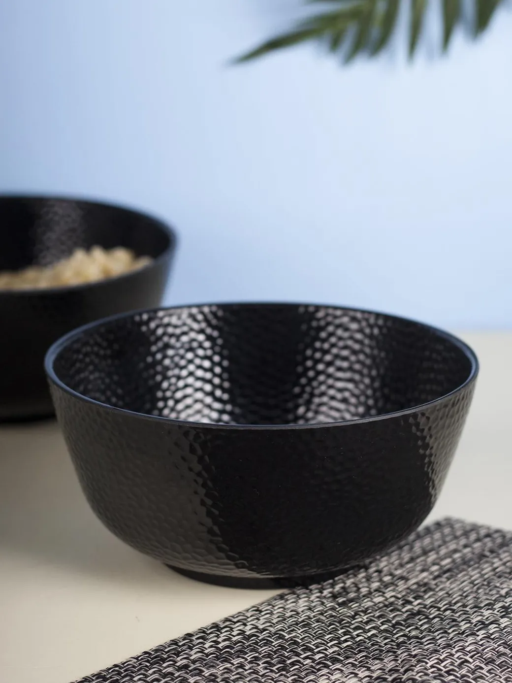Serving Bowls, Mixing Bowl, Black, Hammered, Melamine, Set of 2