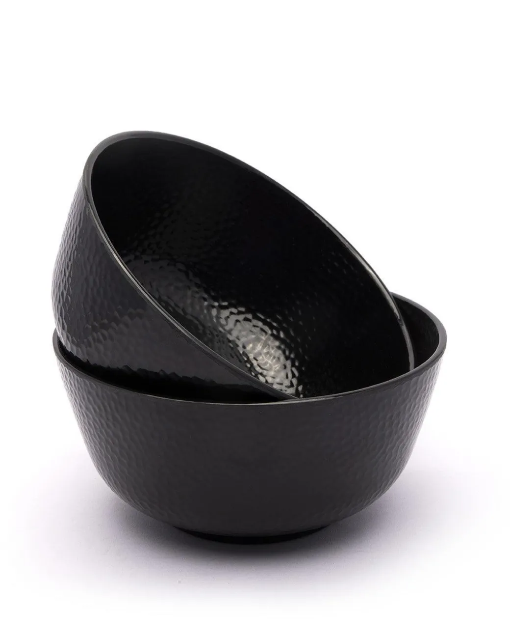 Serving Bowls, Mixing Bowl, Black, Hammered, Melamine, Set of 2