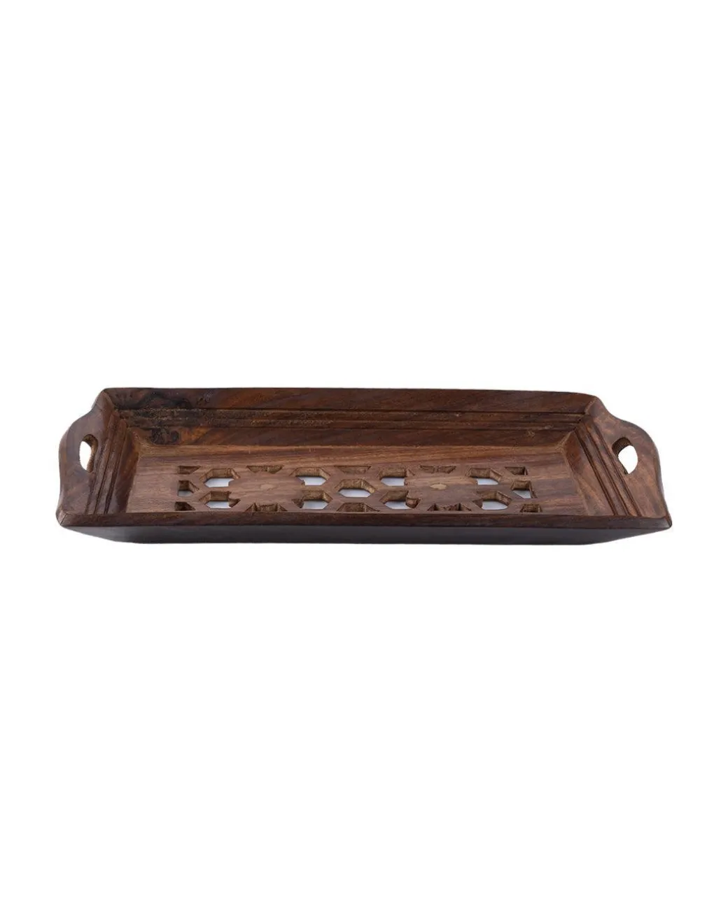 Sheesham Wood Handcrafts Coffee Serving Tray with Handles