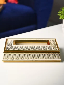 Shimmering Gold Tissue Box - Rectangle Shape