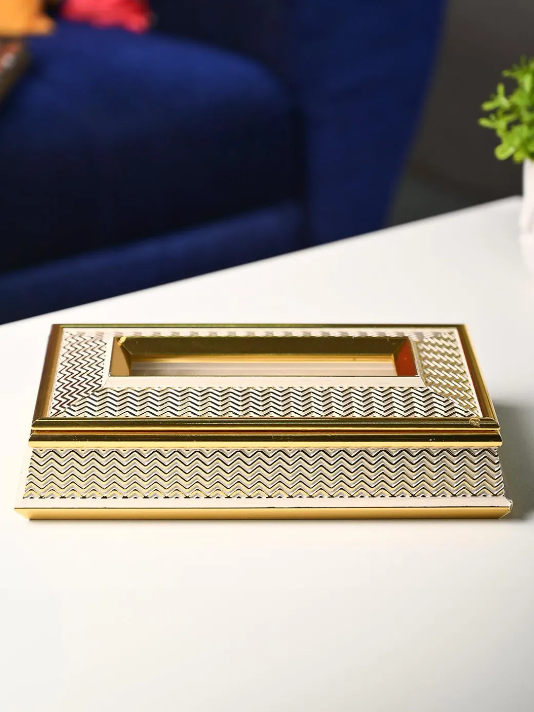 Shimmering Gold Tissue Box - Rectangle Shape
