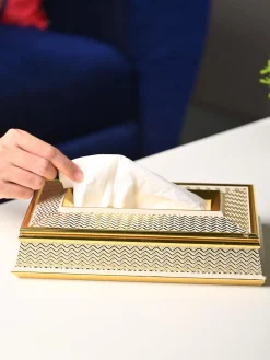 Shimmering Gold Tissue Box - Rectangle Shape