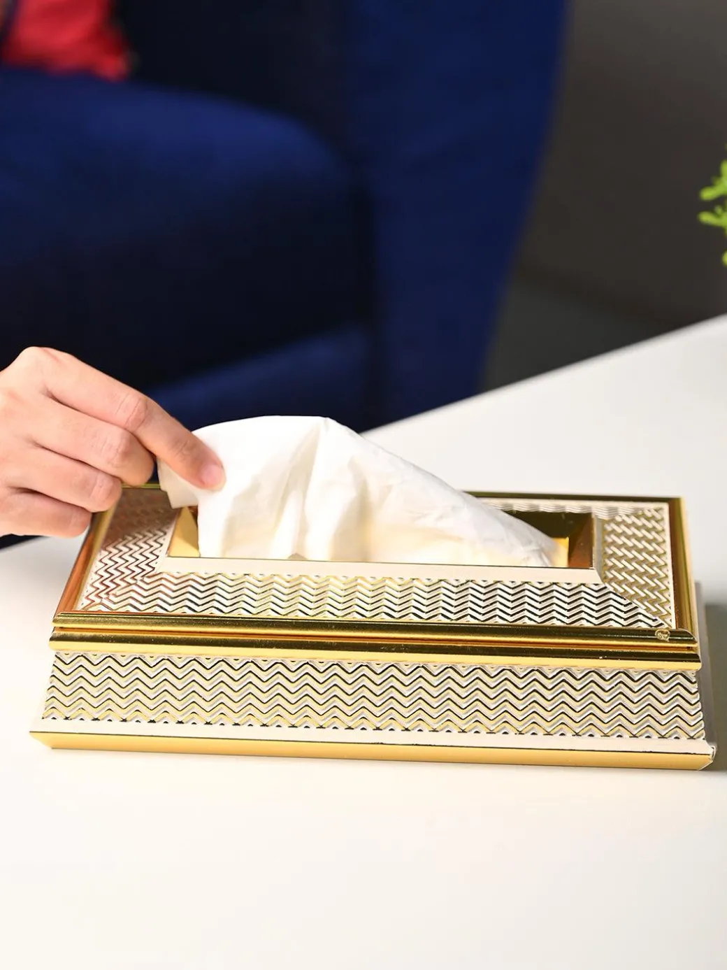 Shimmering Gold Tissue Box - Rectangle Shape