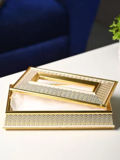 Shimmering Gold Tissue Box - Rectangle Shape