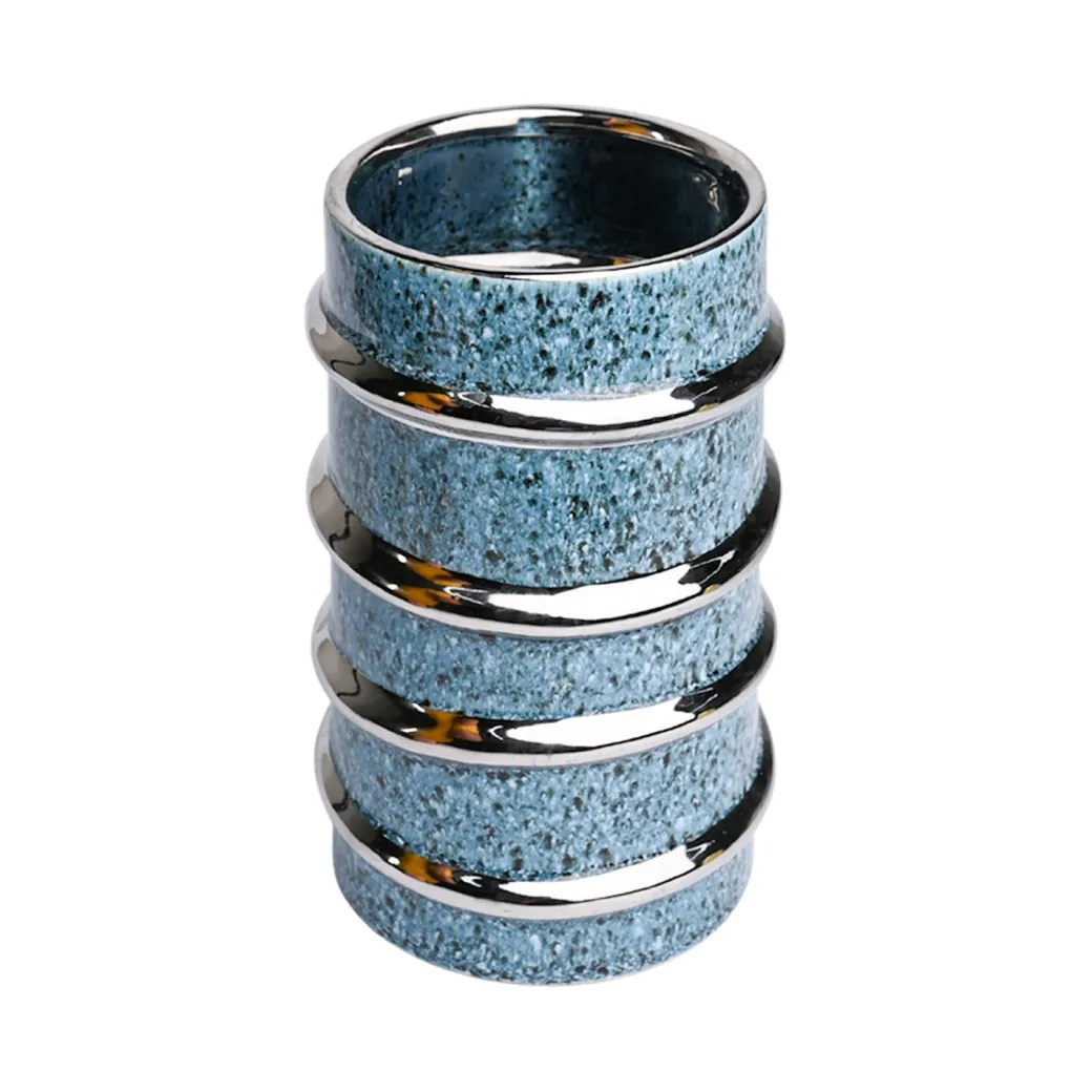 Silver Edge + Ribbed Vase