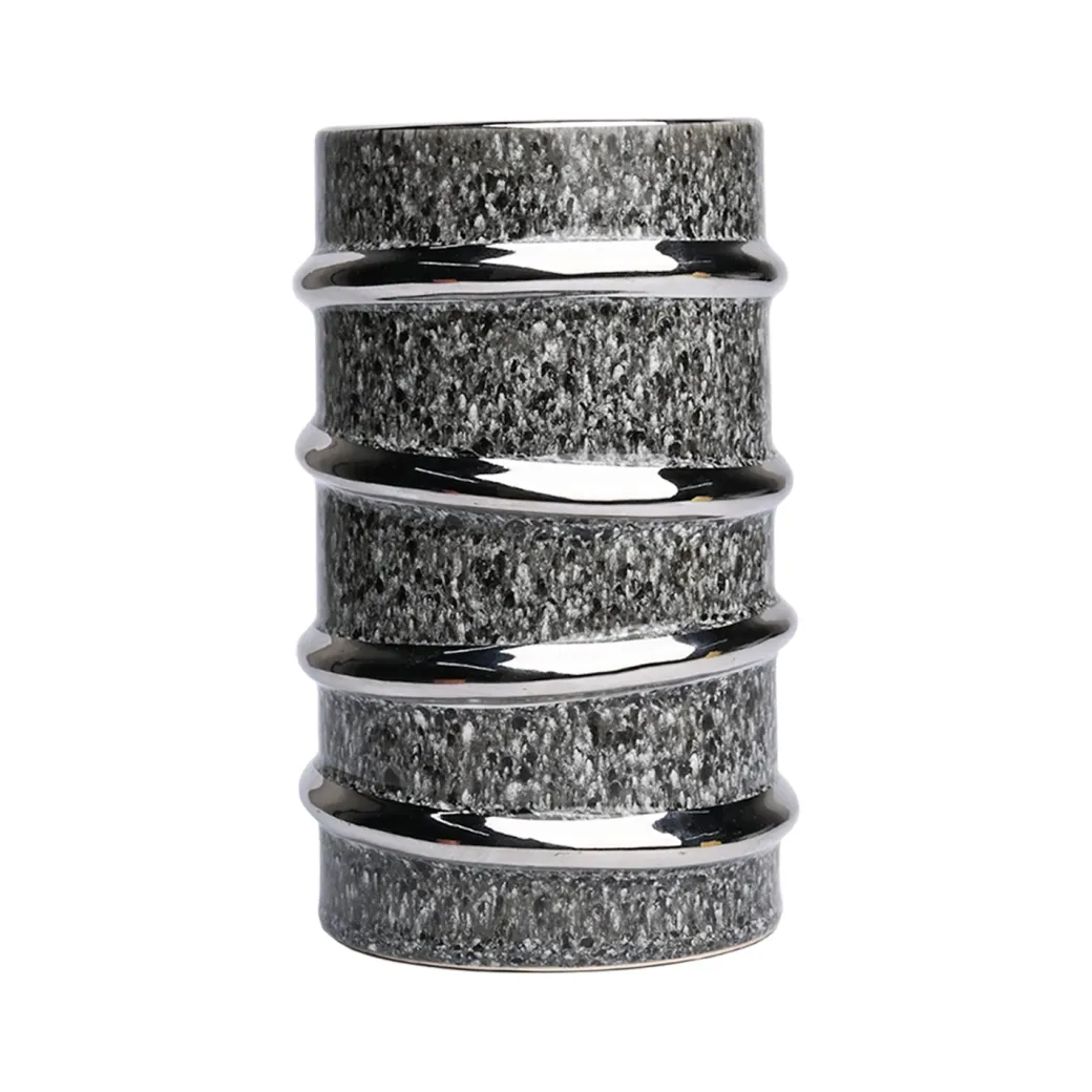 Silver Edge + Ribbed Vase
